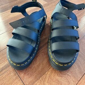 Dr. Martens Blaire Black Leather Gladiator Sandals Platform Size Women's 8